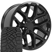 Set(4) 20x9 CV98B Gloss Black - 6x139.7 +24ET with 275/55r20 Sailun TerraMax RT Tires