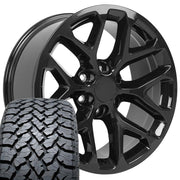 Set(4) 20x9 CV98B Gloss Black - 6x139.7 +24ET with 275/55r20 TBB TS-37 AT Tires