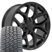 20" Replica Wheels fit Chevrolet Silverado 1500 - CV98B Satin Black 20x9, Sailun Tires Set