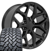 Set(4) 20x9 CV98 Satin Black - 6x139.7 +24ET with 275/55r20 TBB TS-37 AT Tires