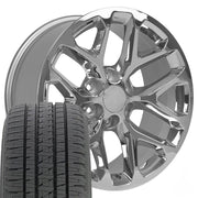 Set(4) 20x9 CV98B Chrome - 6x139.7 +24ET with 275/55r20 Bridgestone Dueler Alenza HL Plus Tires