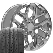 Set(4) 20x9 CV98B Chrome - 6x139.7 +24ET with 275/55r20 Goodyear Eagle LS2 Tires