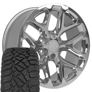 Set(4) 20x9 CV98B Chrome - 6x139.7 +24ET with 275/55r20 Sailun TerraMax RT Tires