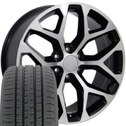 Set(4) 20x9 CV98B Gloss Black Machined - 6x139.7 +27ET with 275/55r20 Bridgestone Dueler Alenza HL Plus Tires
