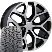 Set(4) 20x9 CV98B Gloss Black Machined - 6x139.7 +27ET with 275/55r20 Sailun TerraMax AT2 Tires