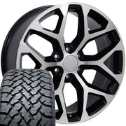 Set(4) 20x9 CV98 Gloss Black Machined - 6x139.7 +27ET with 275/55r20 TBB TS-37 AT Tires