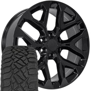 Set(4) 22x9 CV98B Gloss Black - 6x139.7 +24ET with 285/45r22 Sailun TerraMax RT Tires