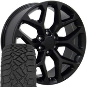 Set(4) 22x9 CV98B Satin Black - 6x139.7 +24ET with 285/45r22 Sailun TerraMax RT Tires