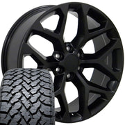 Set(4) 22x9 CV98 Satin Black - 6x139.7 +24ET with 285/45r22 TBB TS-37 AT Tires