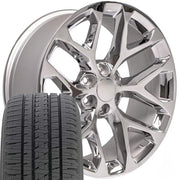 Set(4) 22x9 CV98B Chrome - 6x139.7 +24ET with 285/45r22 Bridgestone Dueler Alenza HL Tires