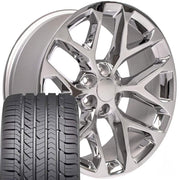 Set(4) 22x9 CV98B Chrome - 6x139.7 +24ET with 285/45r22 Goodyear Eagle Sport Tires
