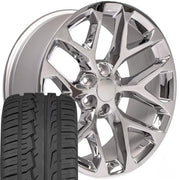 OE Wheels CV98B 22x9 6x139.7 Chrome Wheels 285/45r22 Ironman iMove GEN 2 SUV Tires SET