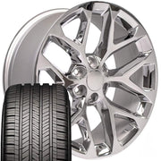 Set(4) 22x9 CV98B Chrome - 6x139.7 +24ET with 285/45r22 Goodyear Eagle Touring Tires