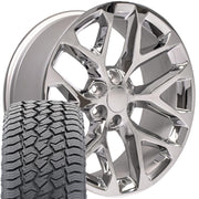 22" Replica Wheels fit Chevrolet Silverado 1500 - CV98B Chrome 22x9, Sailun Tires Set