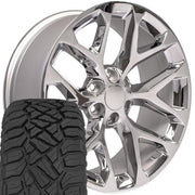 Set(4) 22x9 CV98B Chrome - 6x139.7 +24ET with 285/45r22 Sailun TerraMax RT Tires