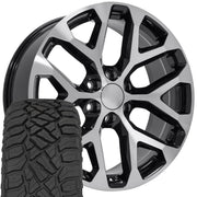 Set(4) 22x9 CV98B Gloss Black Machined - 6x139.7 +24ET with 285/45r22 Sailun TerraMax RT Tires
