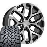 Set(4) 22x9 CV98 Gloss Black Machined - 6x139.7 +24ET with 285/45r22 TBB TS-37 AT Tires