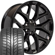 Set(4) 24x10 CV98B Gloss Black - 6x139.7 +24ET with 295/35r24 Sailun Atrezzo SVR LX+ Tires