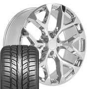 Set(4) 24x10 CV98B Chrome - 6x139.7 +24ET with 295/35r24 Sailun Atrezzo SVR LX+ Tires