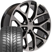 Set(4) 24x10 CV98B Gloss Black Machined - 6x139.7 +24ET with 295/35r24 Sailun Atrezzo SVR LX+ Tires