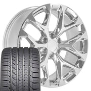 22" Replica Wheels fit Chevrolet Silverado 1500 - CV98C Chrome 22x9, Goodyear Tires Set