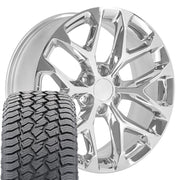 22" Replica Wheels fit Chevrolet Silverado 1500 - CV98C Chrome 22x9, Sailun Tires Set