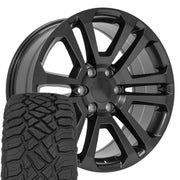 Set(4) 20x9 CV99 Satin Black - 6x139.7 +31ET with 275/55r20 Sailun TerraMax RT Tires