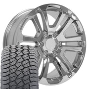 20" Replica Wheels fit GMC Sierra 1500 - CV99 Chrome 20x9, Sailun Tires Set