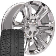 OE Wheels CV99 22x9 6x139.7 Chrome Wheels 285-45-22 Ironman iMove GEN 2 SUV Tires SET