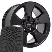 Set(4) 17x8.5 DF02 Satin Black - 5x127 +12ET with 33x12.50r17 Sailun TerraMax RT Tires