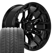 DEFIANT DF03 20x9 6x139.7 Gloss Black Wheels 275-55-20 Goodyear Eagle LS2 Tires SET