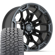 20" DEFIANT Wheels fit Ram 1500 - DF03 Satin Black with Dark Satin Charcoal 2-Tone 20x9, Sailun Tires Set