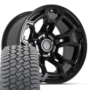 Set(5) 17x9 DF03B Gloss Black - 5x127 -12ET with 265/70r17 Sailun TerraMax AT2 Tires