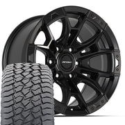 17" DEFIANT Wheels fit Ford F-150 - DF04 Satin Black 17x9, Sailun Tires Set