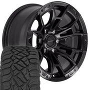 Set(4) 17x9 DF04 Satin Black - 6x135 +12ET with 33x12.50r17 Sailun TerraMax RT Tires