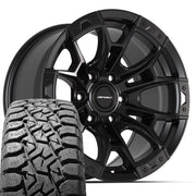 Set(4) 17x9 DF04 Satin Black - 6x135 +12ET with 33x12.50r17 TBB TS-57 RT Tires