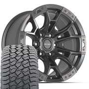 17" DEFIANT Wheels fit Ford F-150 - DF04 Dark Satin Charcoal 17x9, Sailun Tires Set