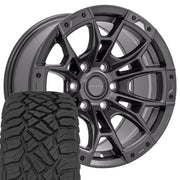 Set(4) 17x9 DF04 Dark Satin Charcoal - 6x135 +12ET with 33x12.50r17 Sailun TerraMax RT Tires