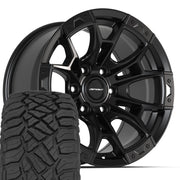 Set(4) 20x9 DF04 Satin Black - 6x135 +12ET with 275/55r20 Sailun TerraMax RT Tires