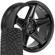 Set(4) 22x10 DF07 Satin Black - 6x139.7 -12ET with 285/45r22 Sailun TerraMax RT Tires