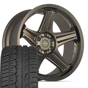 22" DEFIANT Wheels fit Ram 1500 - DF07 Satin Bronze 22x10, Ironman Tires Set