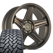 Set(4) 22x10 DF07 Satin Bronze - 6x139.7 -12ET with 285/45r22 TBB TS-37 AT Tires