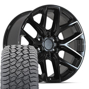 Set(4) 20x9 DF17A Gloss Black - 6x139.7 +18ET with 275/55r20 Sailun TerraMax AT2 Tires