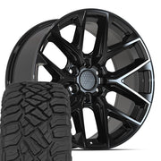 Set(4) 20x9 DF17A Gloss Black - 6x139.7 +18ET with 275/55r20 Sailun TerraMax RT Tires