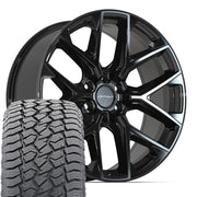 Set(4) 22x9 DF17A Gloss Black - 6x139.7 +18ET with 285/45r22 Sailun TerraMax AT2 Tires