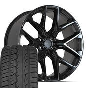 Set(4) 24x10 DF17A Gloss Black - 6x139.7 +24ET with 295/35r24 Ironman iMove GEN 2 Tires