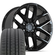 Set(4) 20x9 DF17B Gloss Black - 6x139.7 +18ET with 275/55r20 Bridgestone Dueler Alenza HL Plus Tires