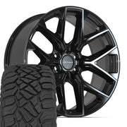 Set(4) 22x9 DF17B Gloss Black - 6x139.7 +18ET with 285/45r22 Sailun TerraMax RT Tires