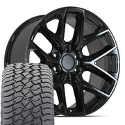 20" DEFIANT Wheels fit Ford F-150 - DF17C Gloss Black 20x9, Sailun Tires Set