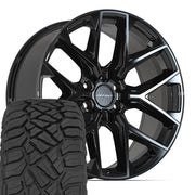 Set(4) 22x9 DF17C Gloss Black - 6x135 +18ET with 33x12.50r22 Sailun TerraMax RT Tires
